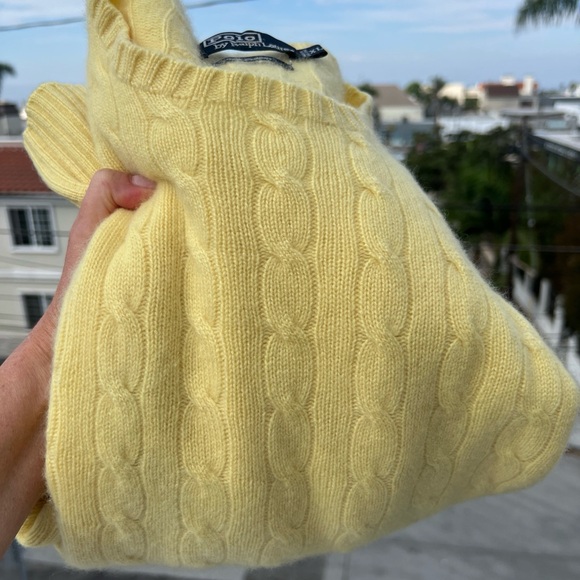 Polo by Ralph Lauren Yellow Cable Knit Crewneck Sweater - Picture 2 of 7